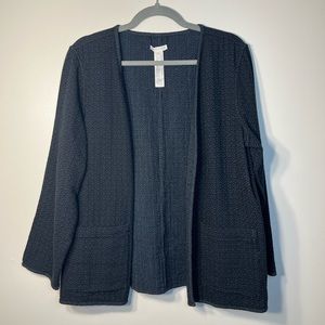 Eileen fisher 100% organic cotton speckled open front cardigan